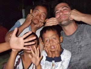 Me and some kids making faces